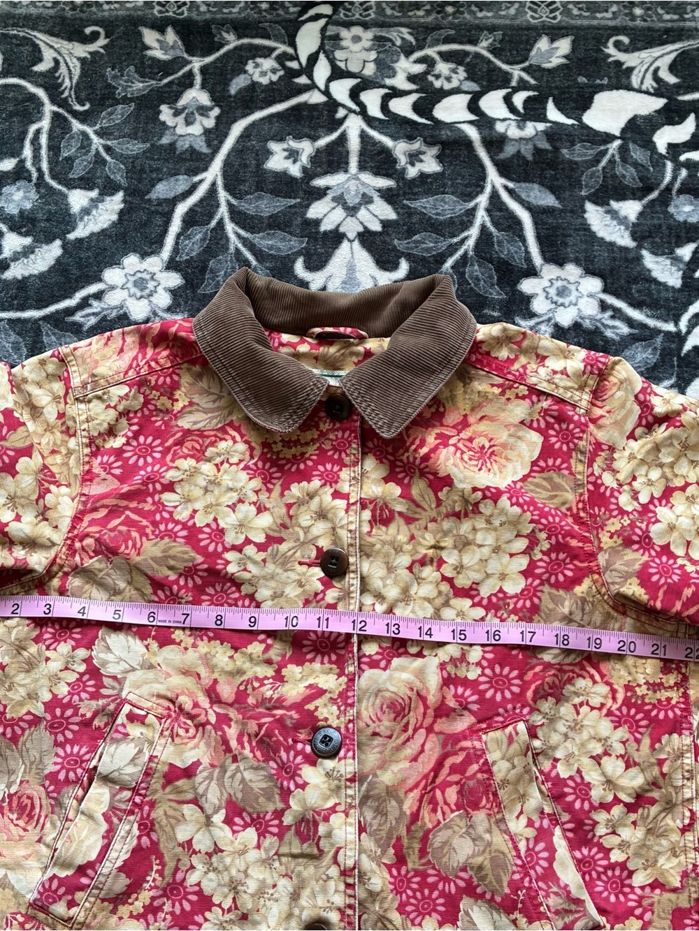 009 - VINTAGE 90s WOMENS LL BEAN FLORAL BARN CHORE JACKET - Picture 3 of 6